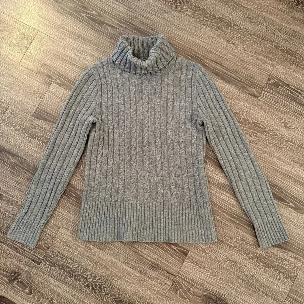 J. Crew Wool Cashmere Blend Cable Turtleneck